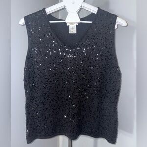 Talbots Black Sequin Tank Top - szXL (P22)